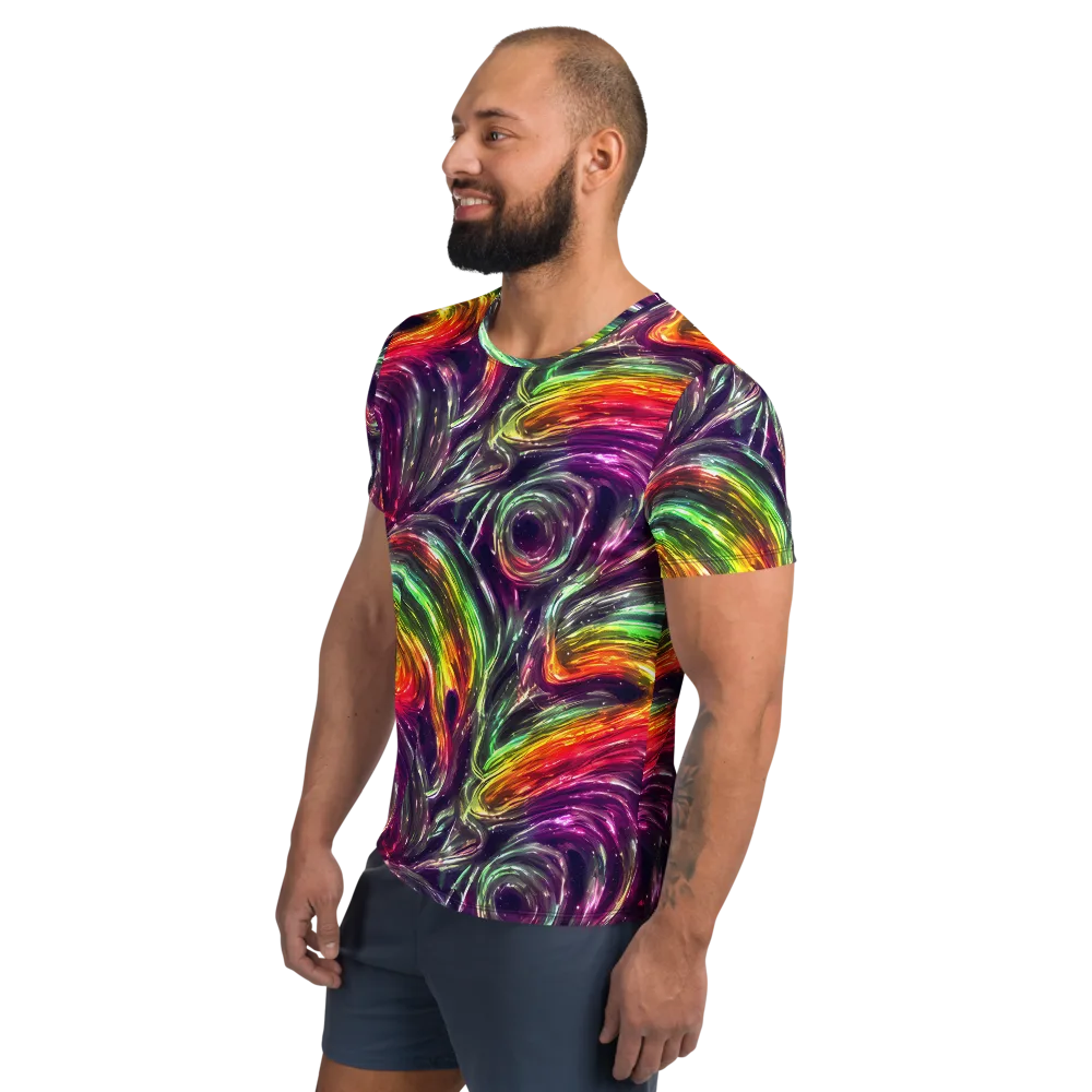 Aurora Cyclone on Men's Athletic T-Shirt — Left