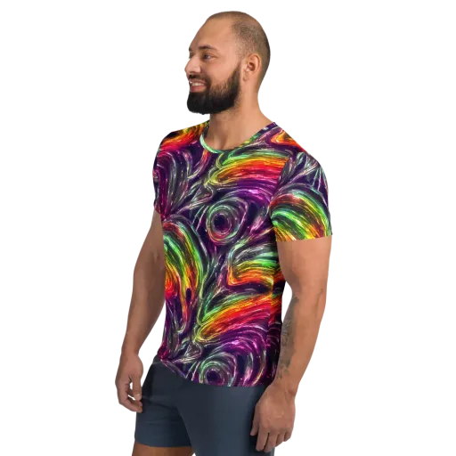 Aurora Cyclone on a Men's Athletic T-Shirt