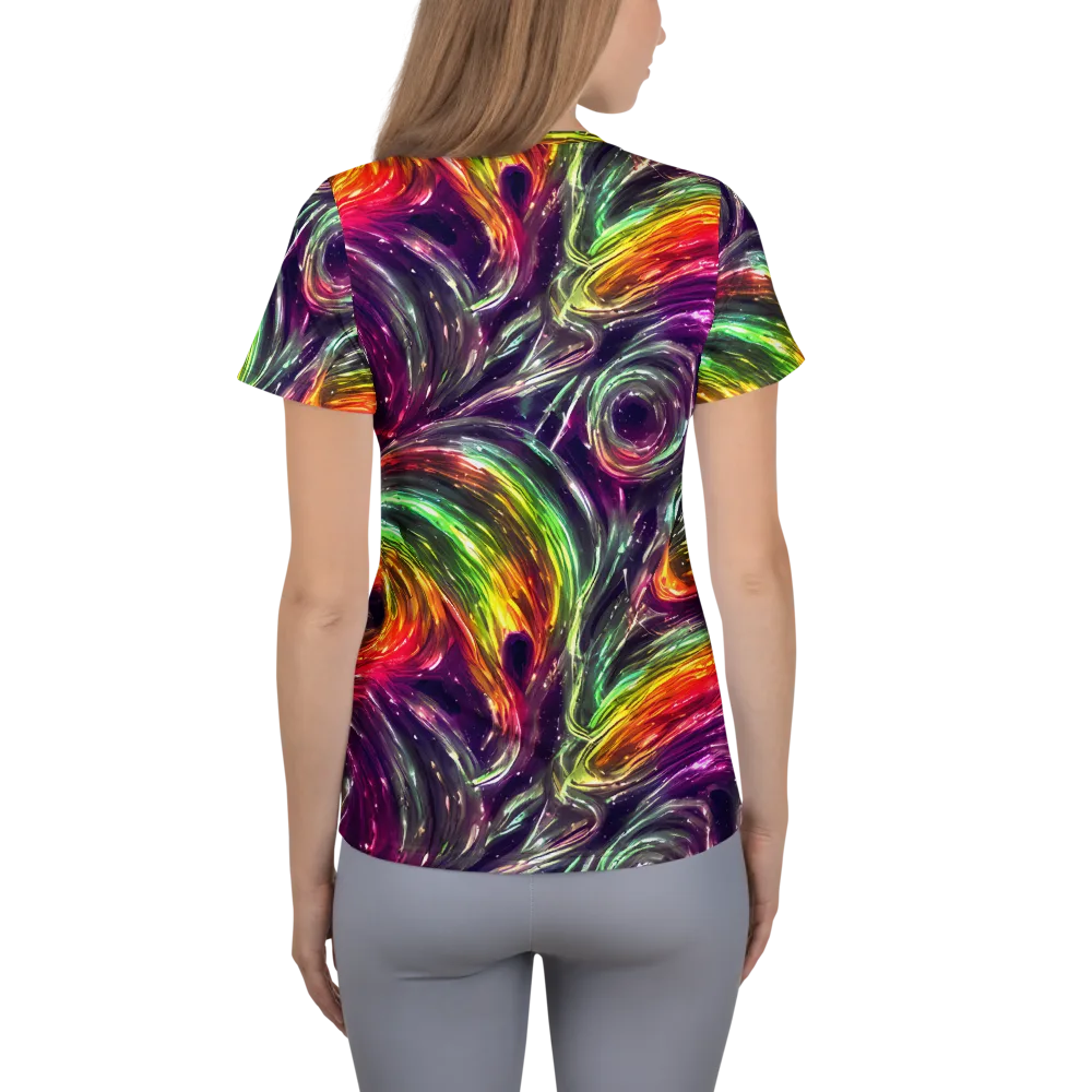 Aurora Cyclone on Women's Athletic T-Shirt — Back