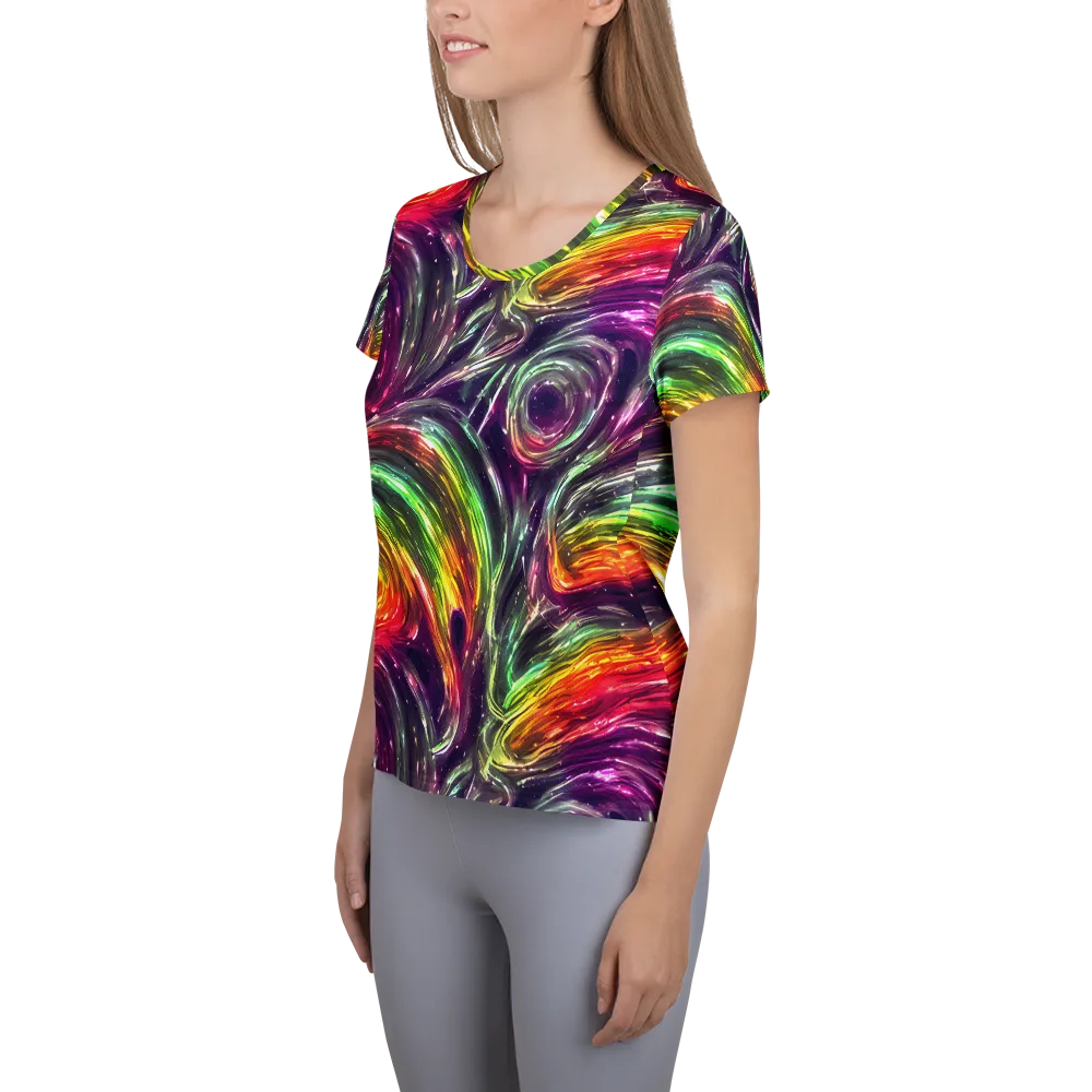 Aurora Cyclone on Women's Athletic T-Shirt — Left