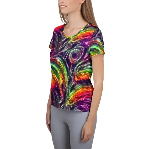Aurora Cyclone on a Women's Athletic T-Shirt