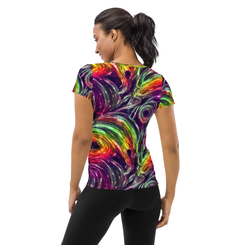 Aurora Cyclone on Women's Athletic T-Shirt — Back