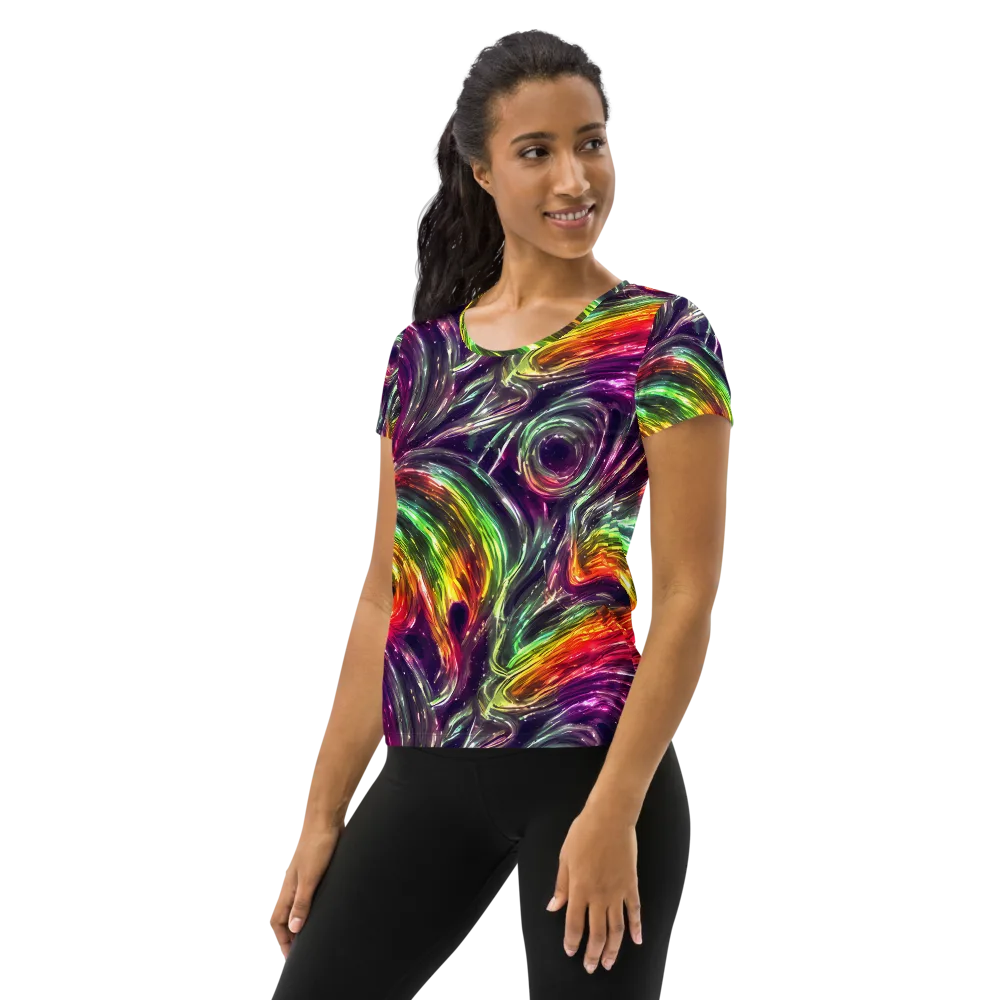 Aurora Cyclone on Women's Athletic T-Shirt — Left