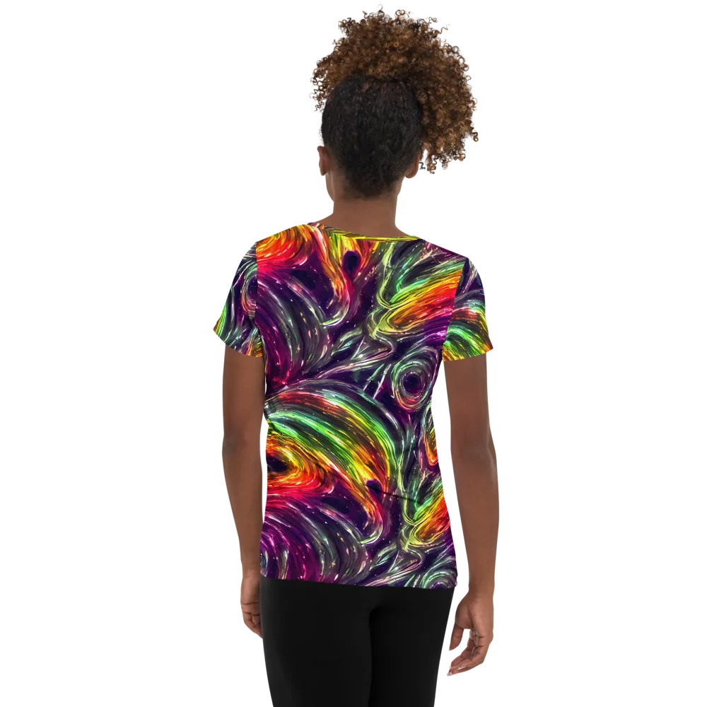 Aurora Cyclone on Women's Athletic T-Shirt — Back