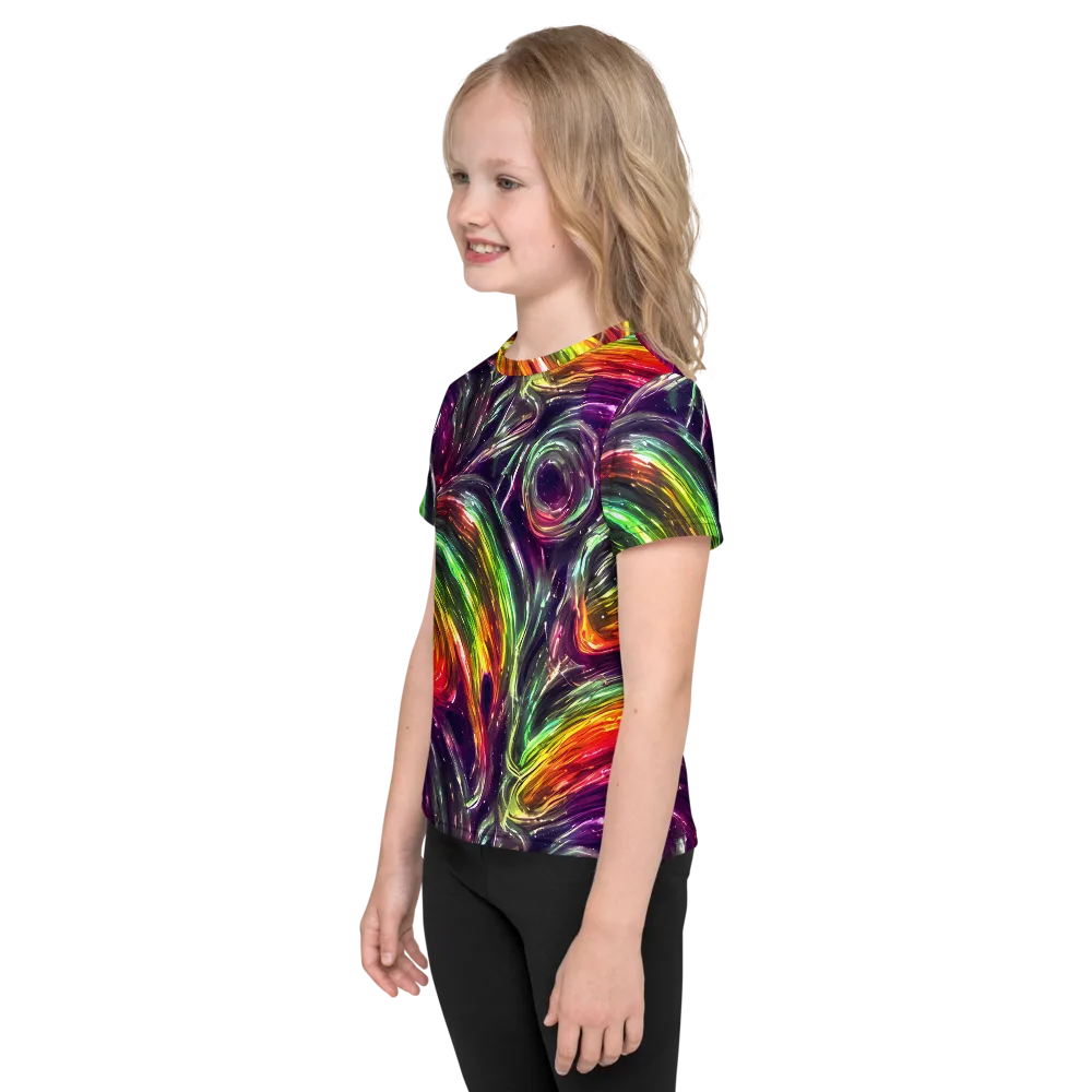 Aurora Cyclone on Kids Crew Neck T-Shirt — Left