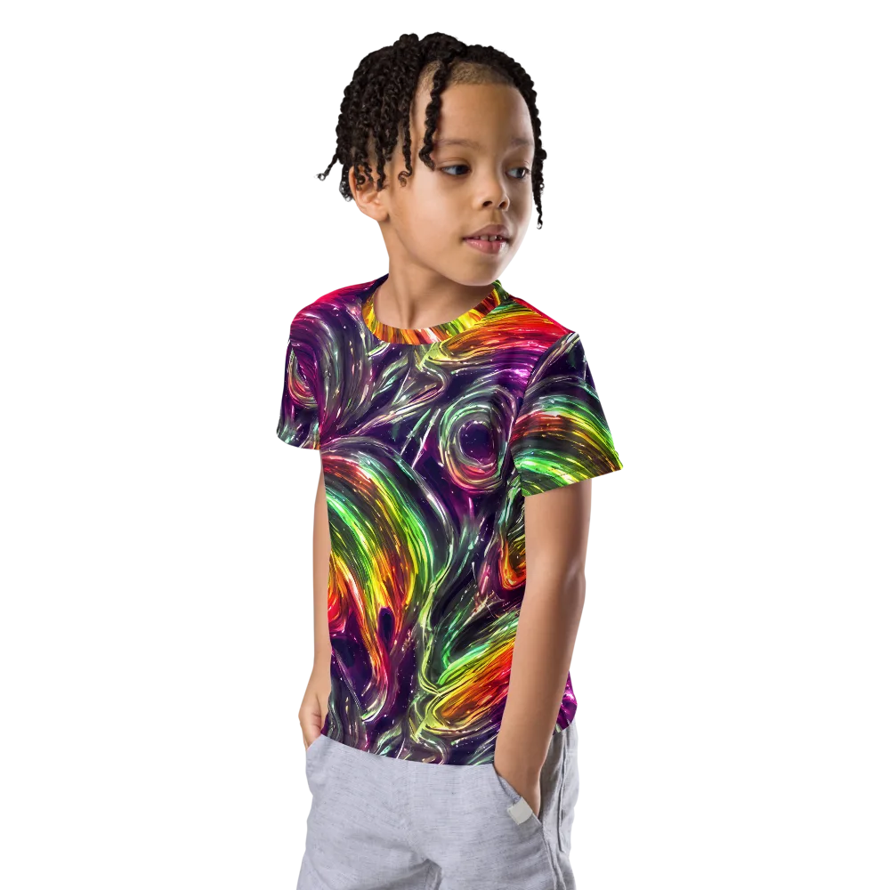 Aurora Cyclone on Kids Crew Neck T-Shirt — Left Front