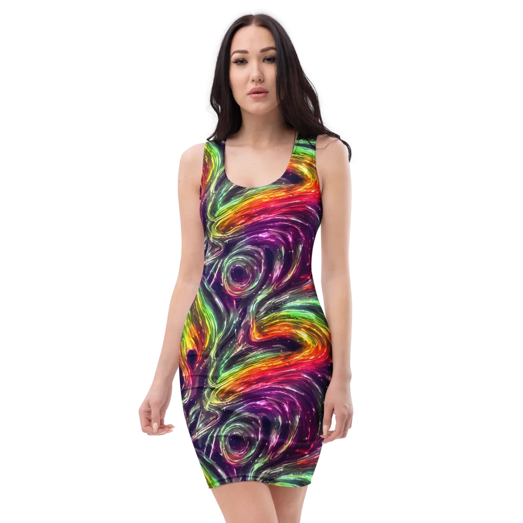 Aurora Cyclone on Bodycon Dress — Front