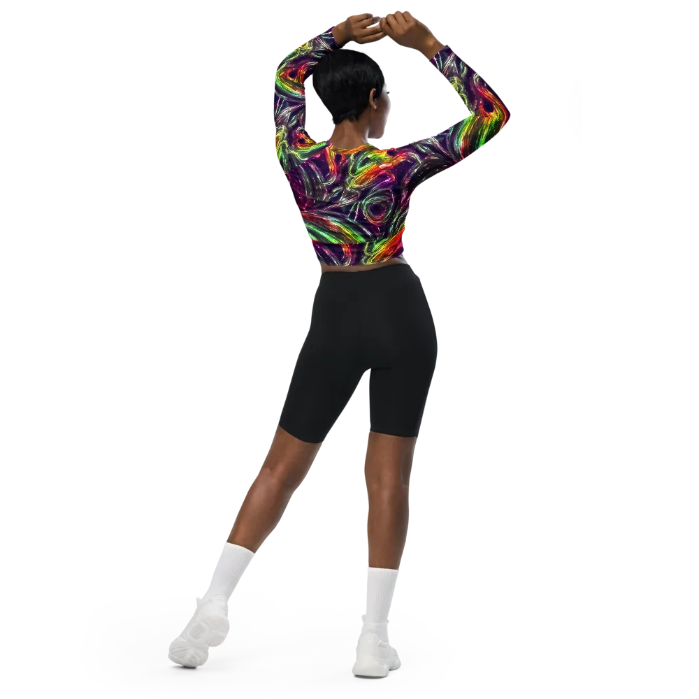 Aurora Cyclone on Long Sleeve Crop Top — Back