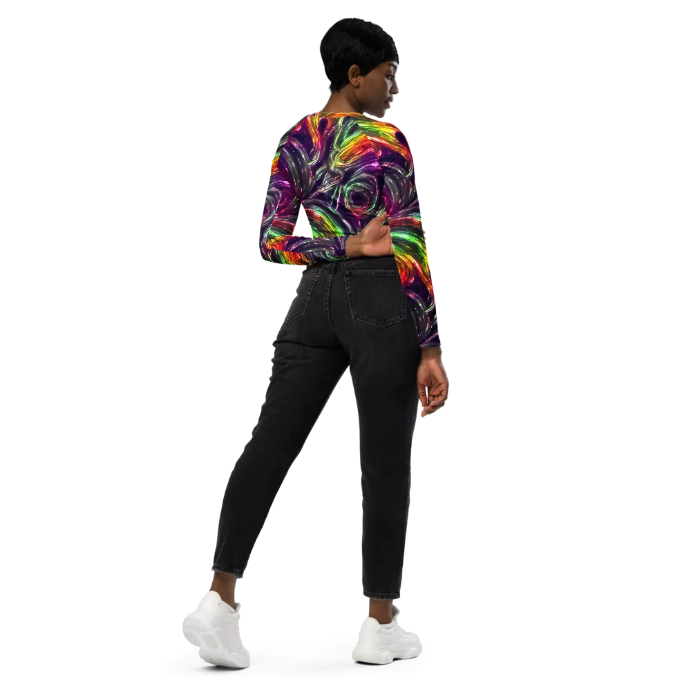 Aurora Cyclone on Long Sleeve Crop Top — Right Back