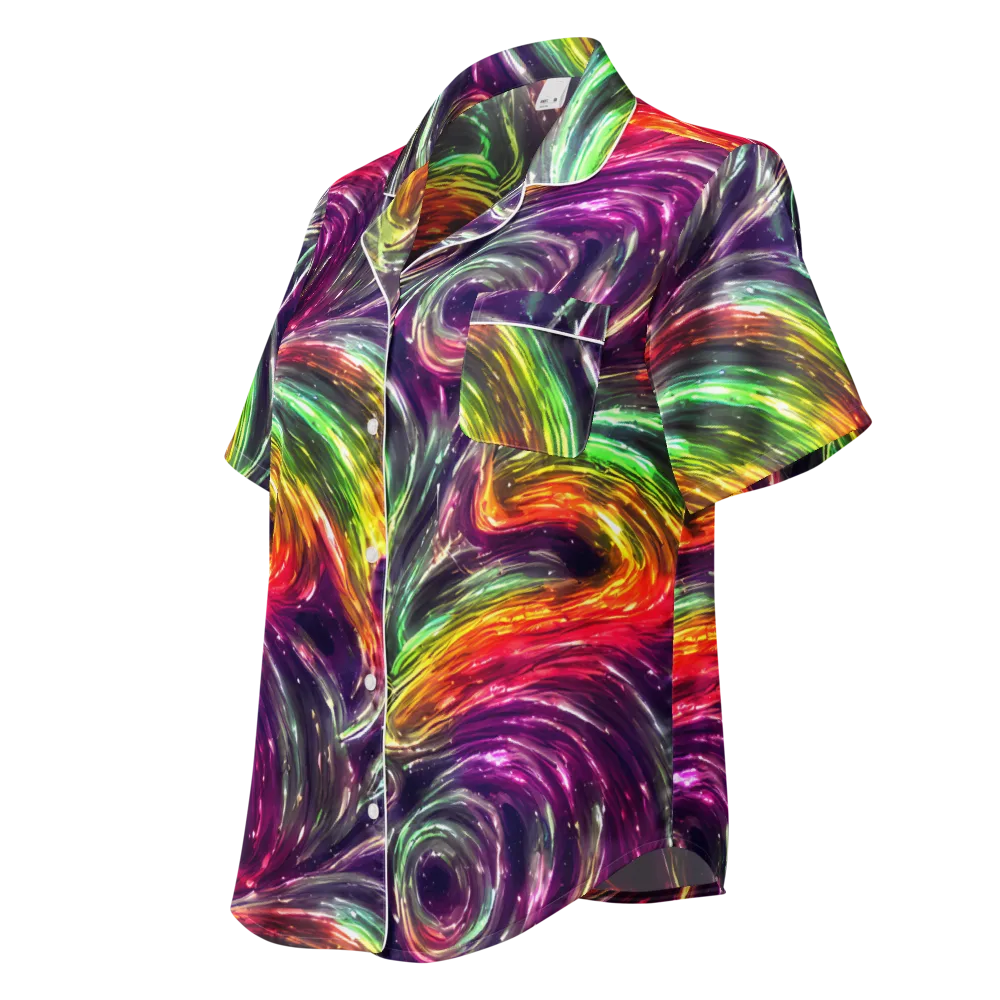 Aurora Cyclone on Women's Short Sleeve Pajama Top — Left Front