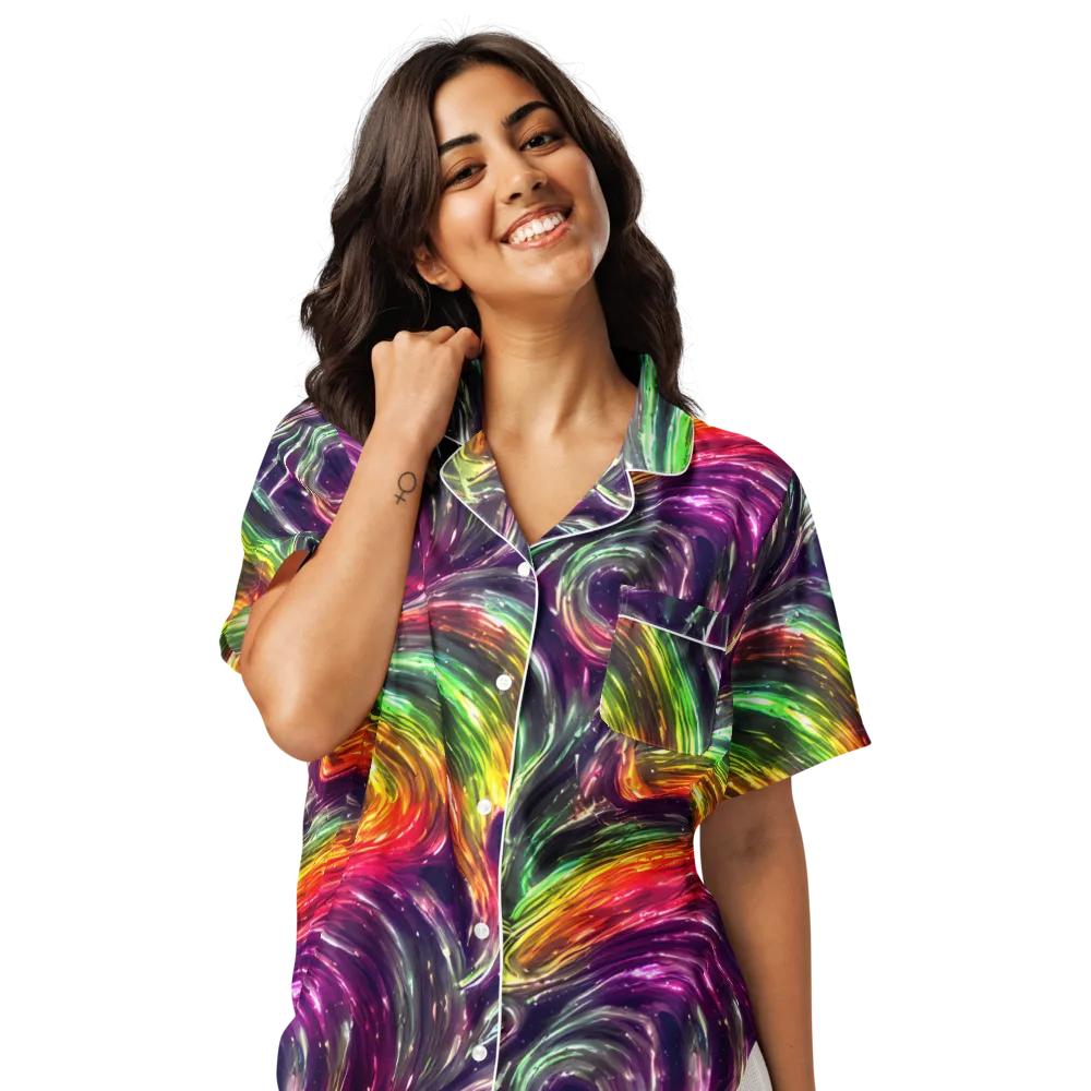 Aurora Cyclone on Women's Short Sleeve Pajama Top — Front