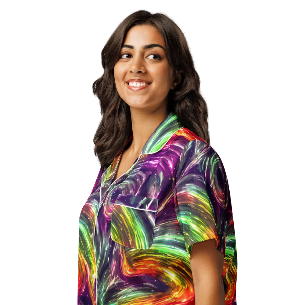 Aurora Cyclone on Women's Short Sleeve Pajama Top — Left Front