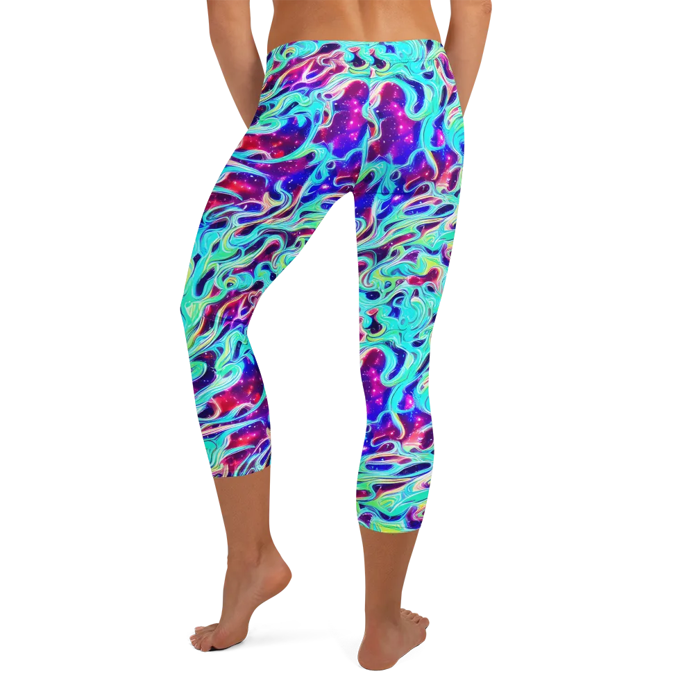 Quantum Ripple on Capri Leggings — Back