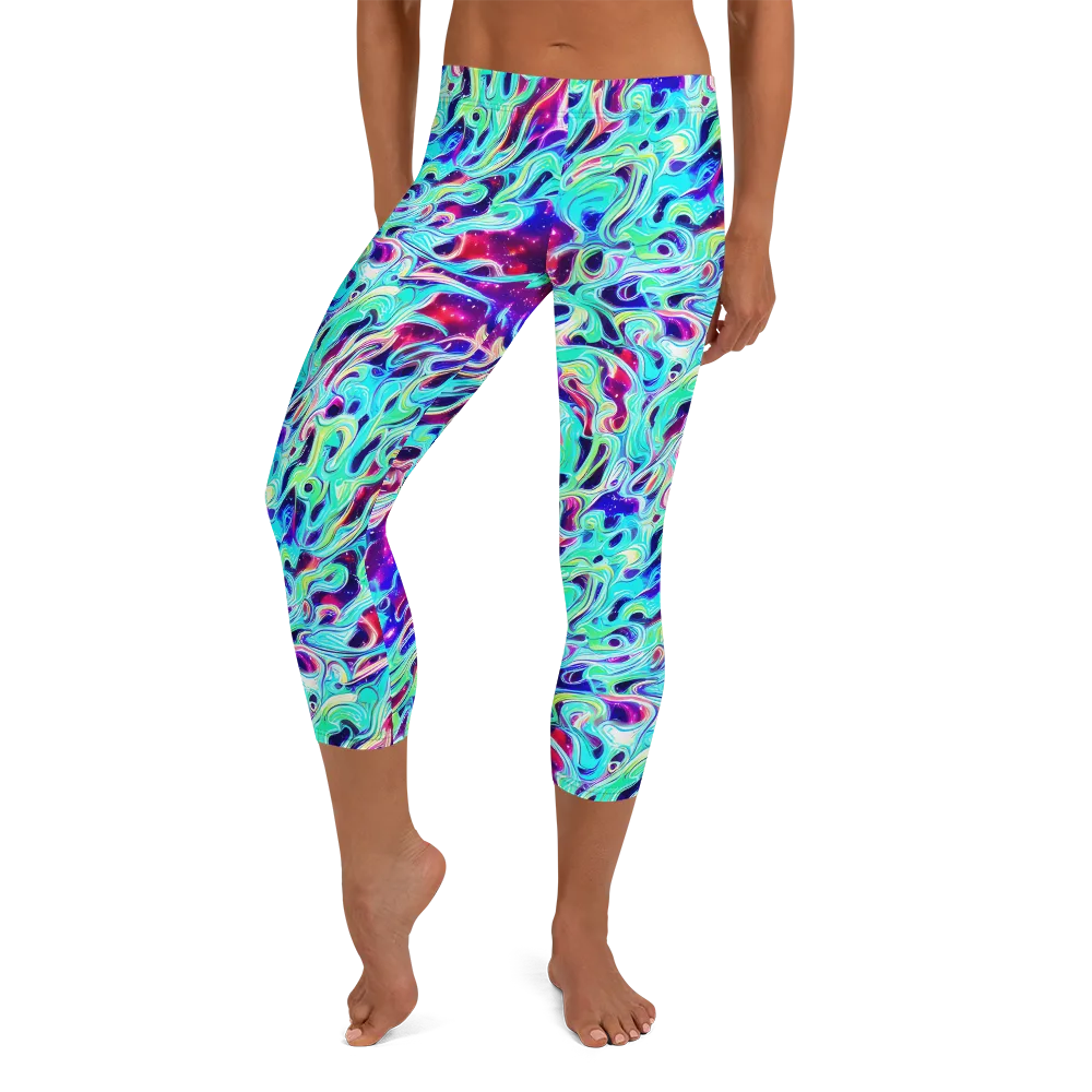 Quantum Ripple on Capri Leggings — Front