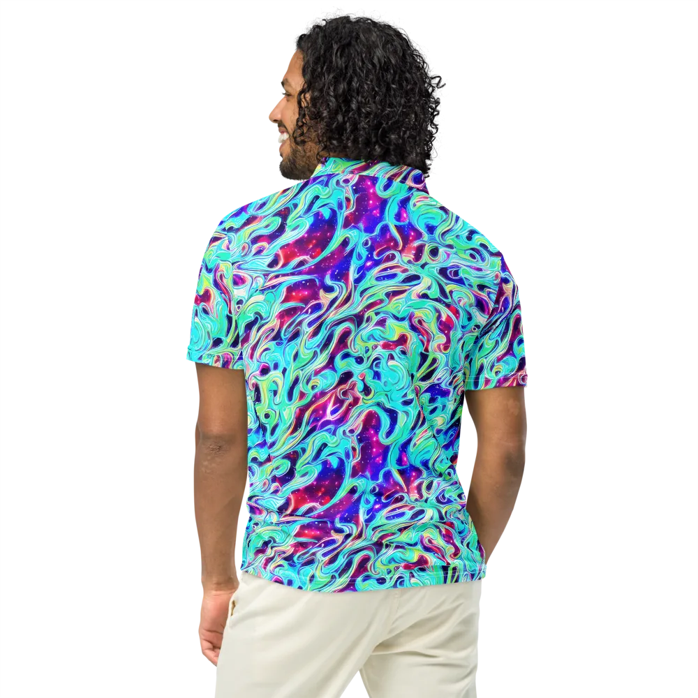 Quantum Ripple on Men's Slim Fit Polo Shirt — Back
