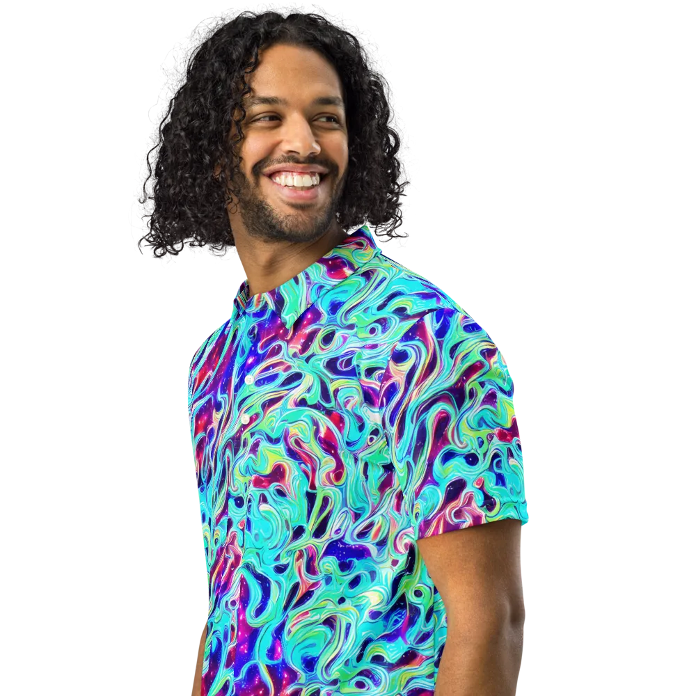 Quantum Ripple on Men's Slim Fit Polo Shirt — Left Front
