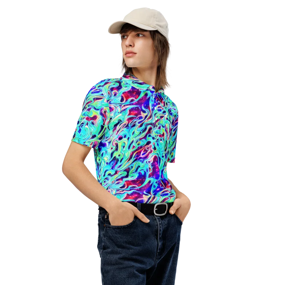 Quantum Ripple on Men's Slim Fit Polo Shirt — Right Front
