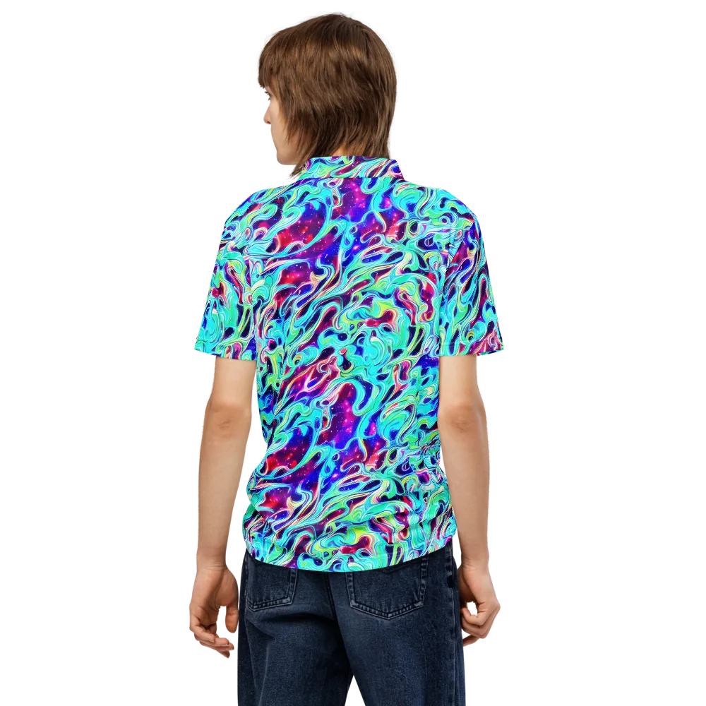 Quantum Ripple on Men's Slim Fit Polo Shirt — Back