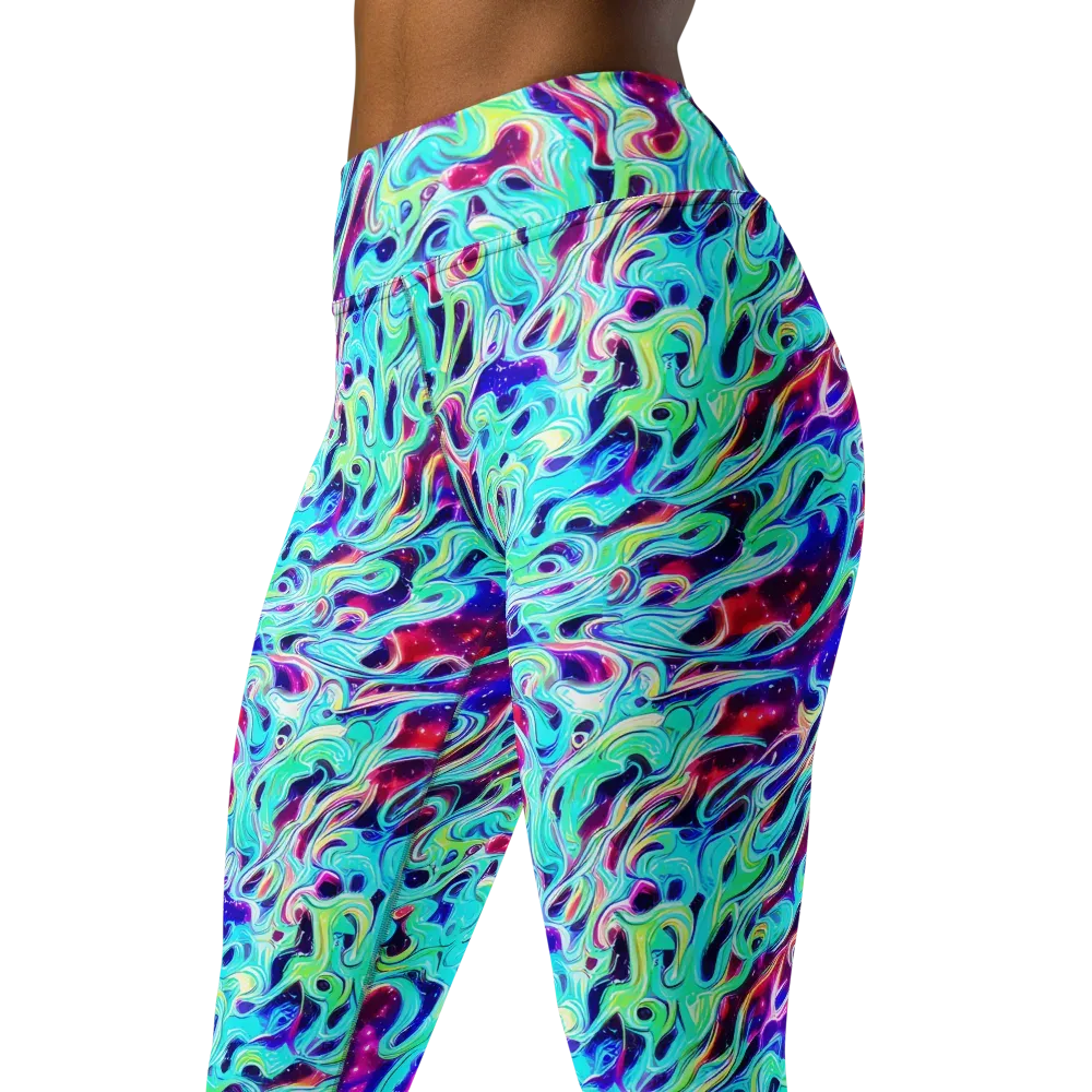 Quantum Ripple on Yoga Leggings — Left Front