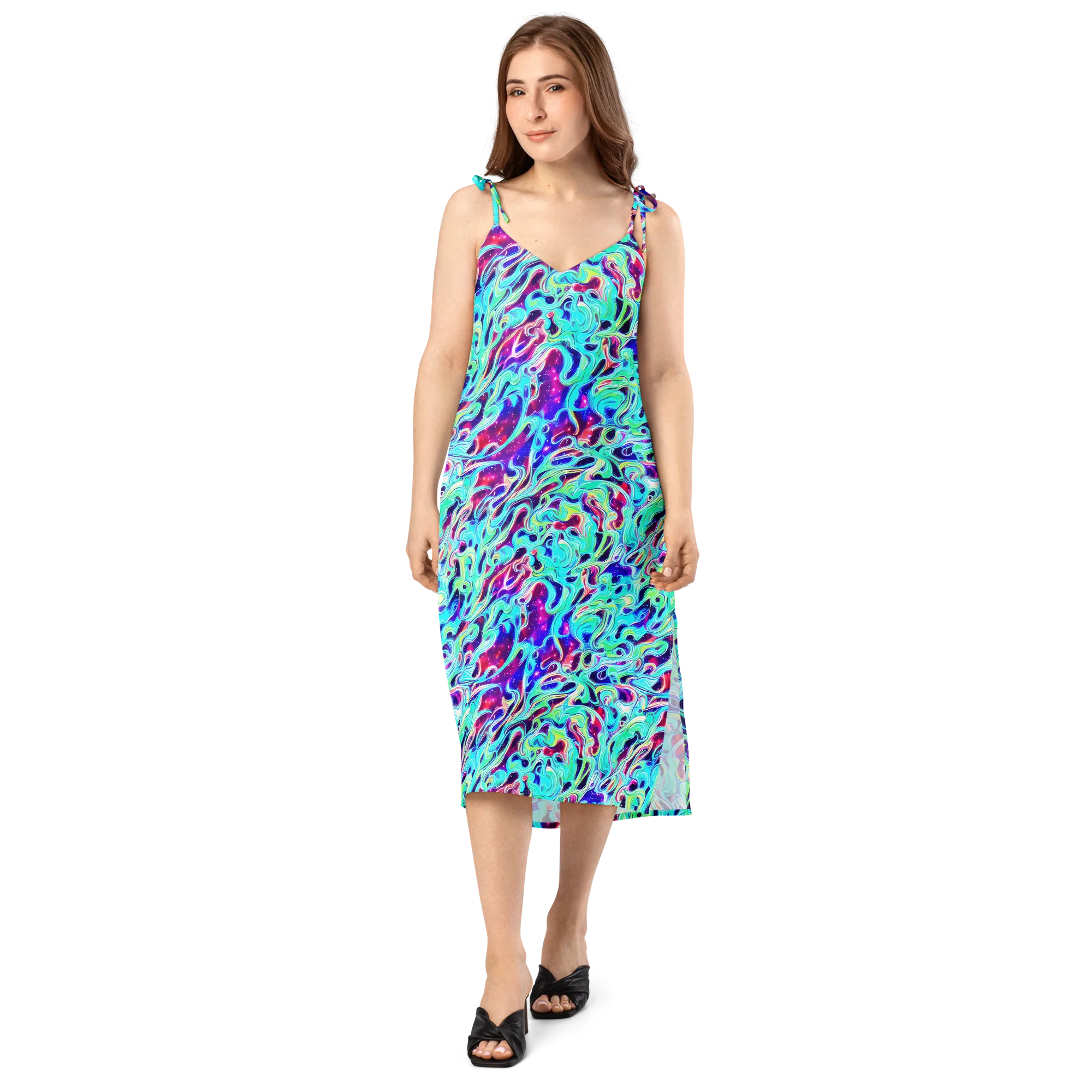 Quantum Ripple on Slip Dress — Front