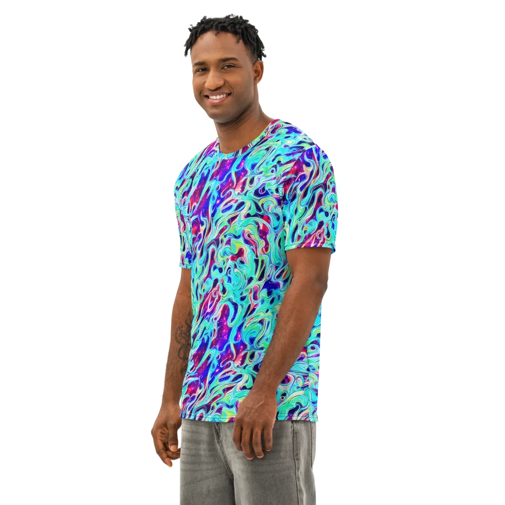 Quantum Ripple on Men's Cotton Crew Neck T-Shirt — Left Front