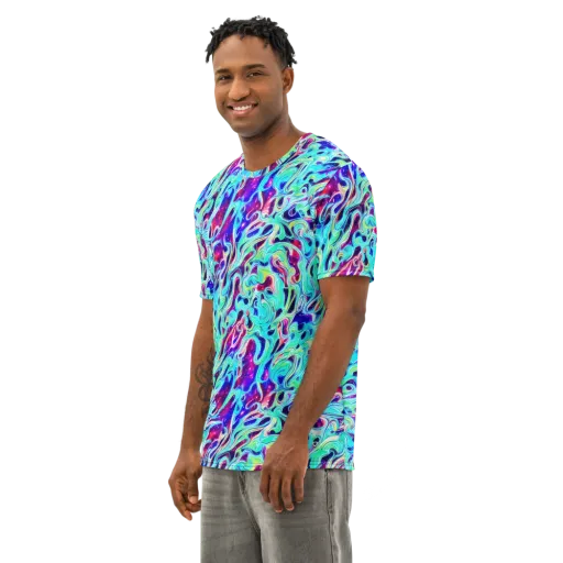 Quantum Ripple on a Men's Cotton Crew Neck T-Shirt