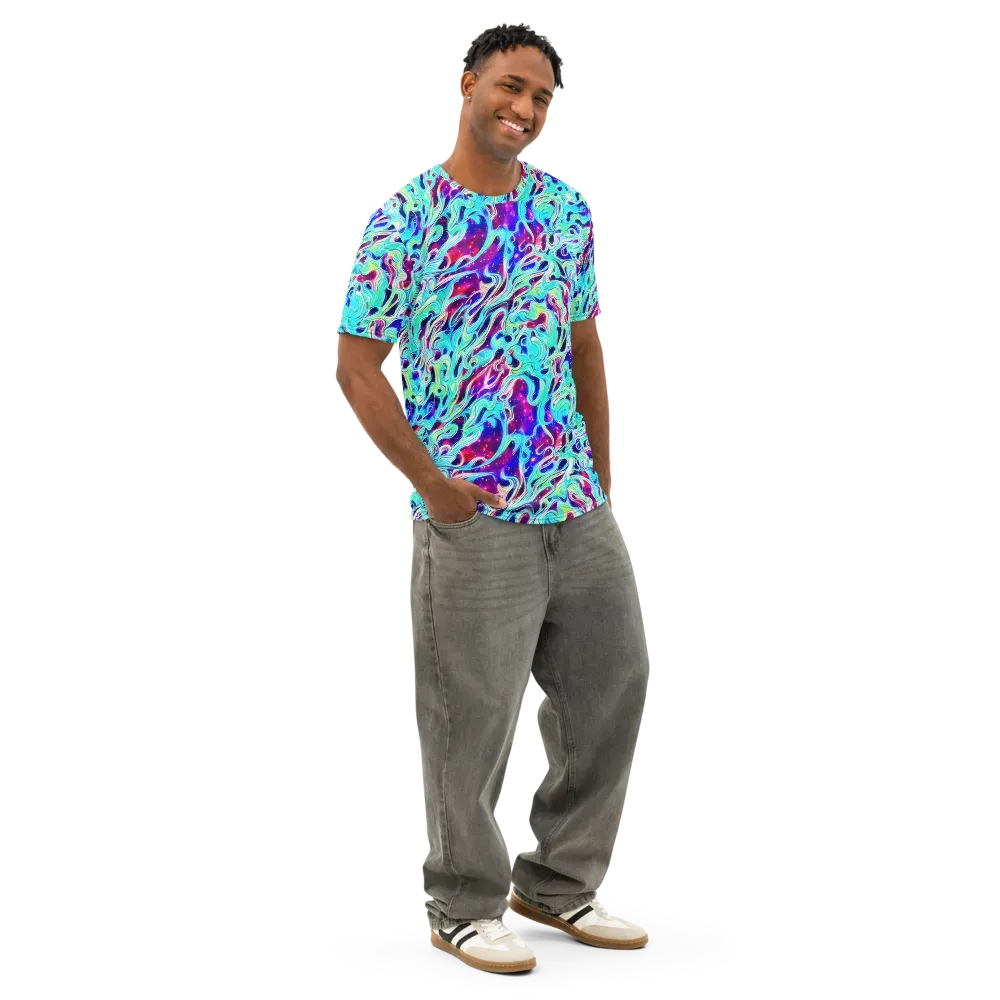 Quantum Ripple on Men's Cotton Crew Neck T-Shirt — Right Front