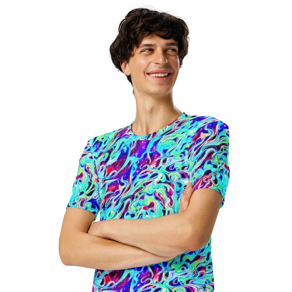 Quantum Ripple on Men's Crew Neck T-Shirt — Left Front