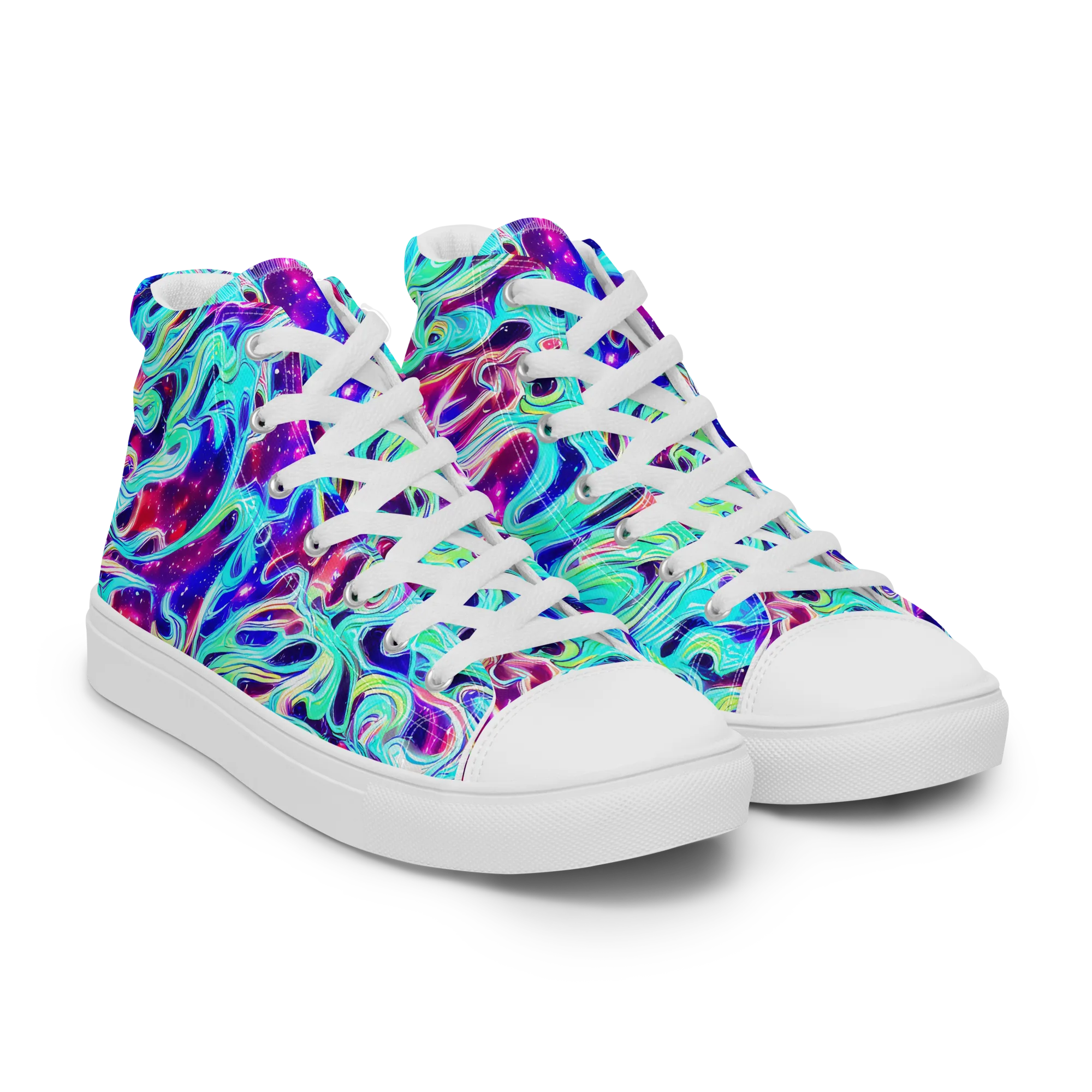 Quantum Ripple on Men's High Top Canvas Shoes — Right Front