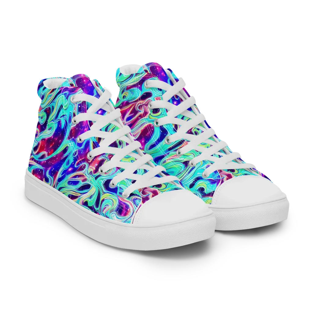 Quantum Ripple on Men's High Top Canvas Shoes — Right Front