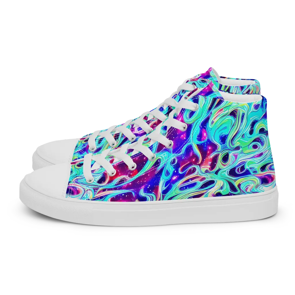 Quantum Ripple on Men's High Top Canvas Shoes — Left