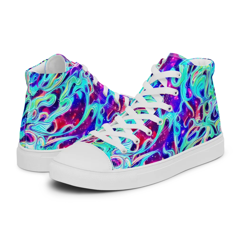 Quantum Ripple on Men's High Top Canvas Shoes — Left