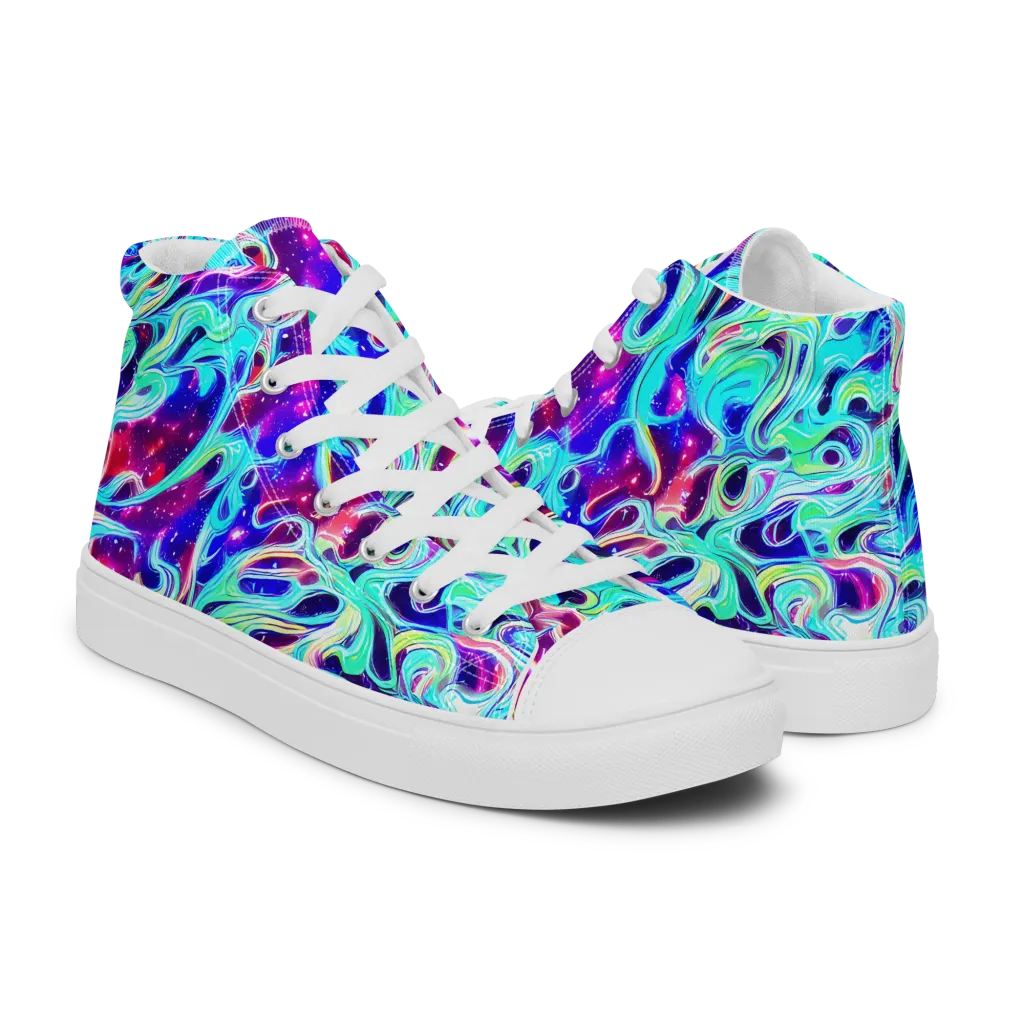 Quantum Ripple on Men's High Top Canvas Shoes — Right