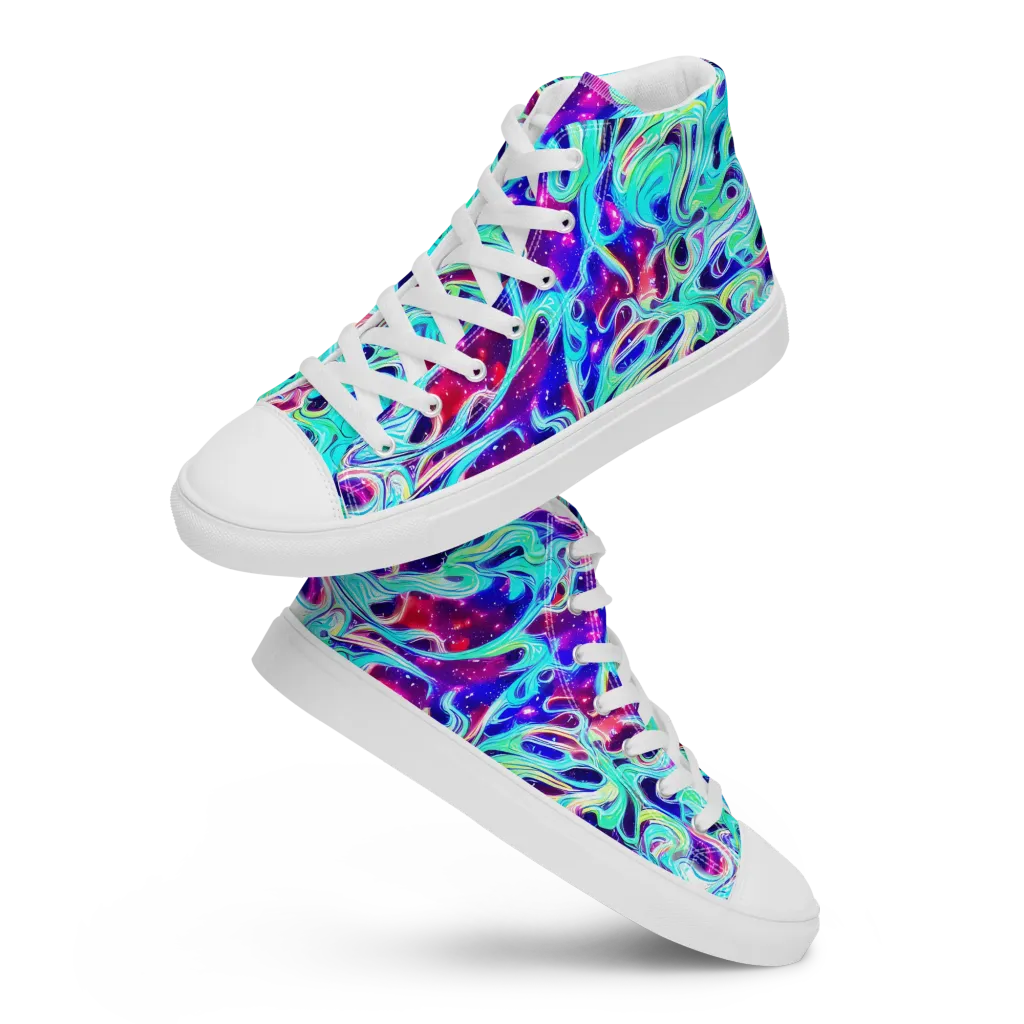 Quantum Ripple on Men's High Top Canvas Shoes — Front