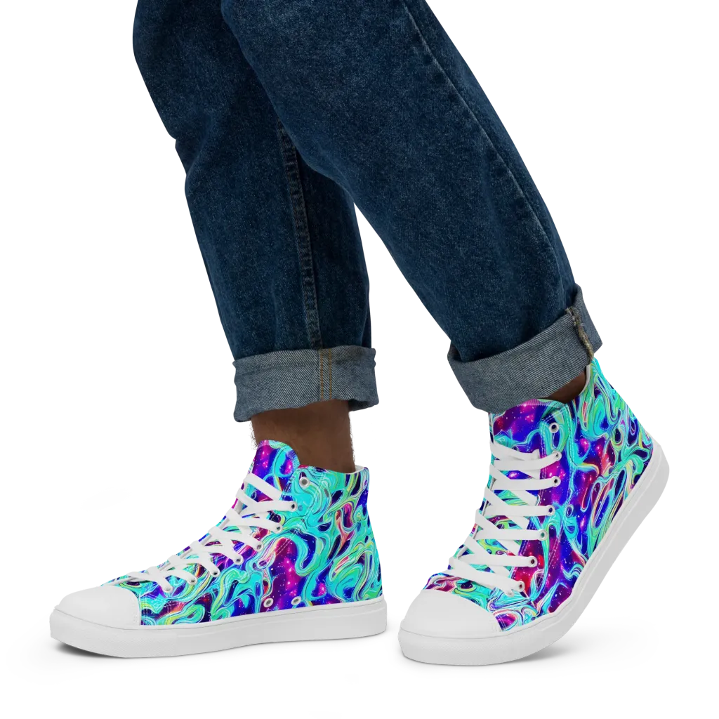 Quantum Ripple on Men's High Top Canvas Shoes — Left