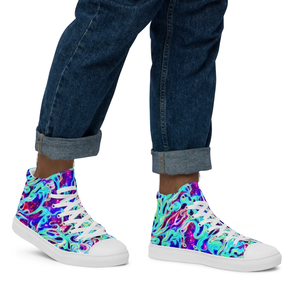 Quantum Ripple on Men's High Top Canvas Shoes — Right