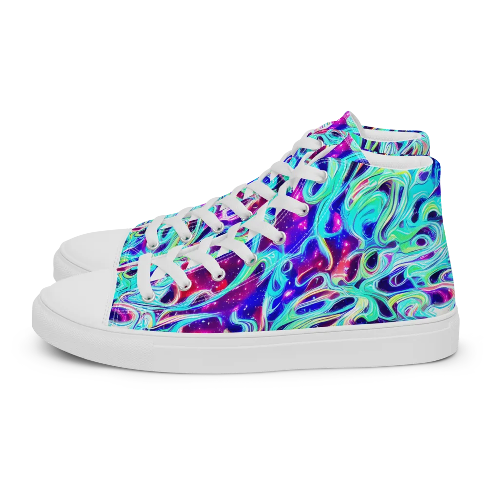 Quantum Ripple on Women's High Top Canvas Shoes — Left