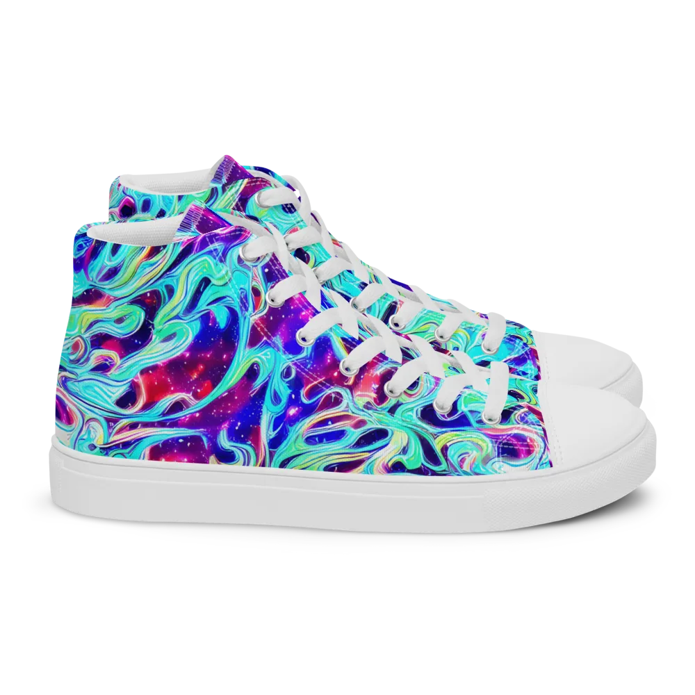 Quantum Ripple on Women's High Top Canvas Shoes — Right