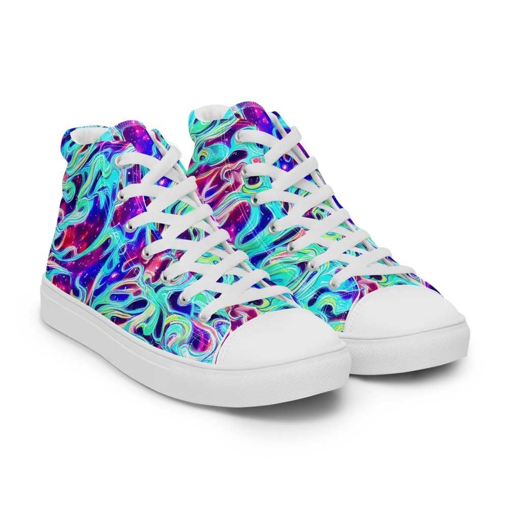 Quantum Ripple on Women's High Top Canvas Shoes — Right Front