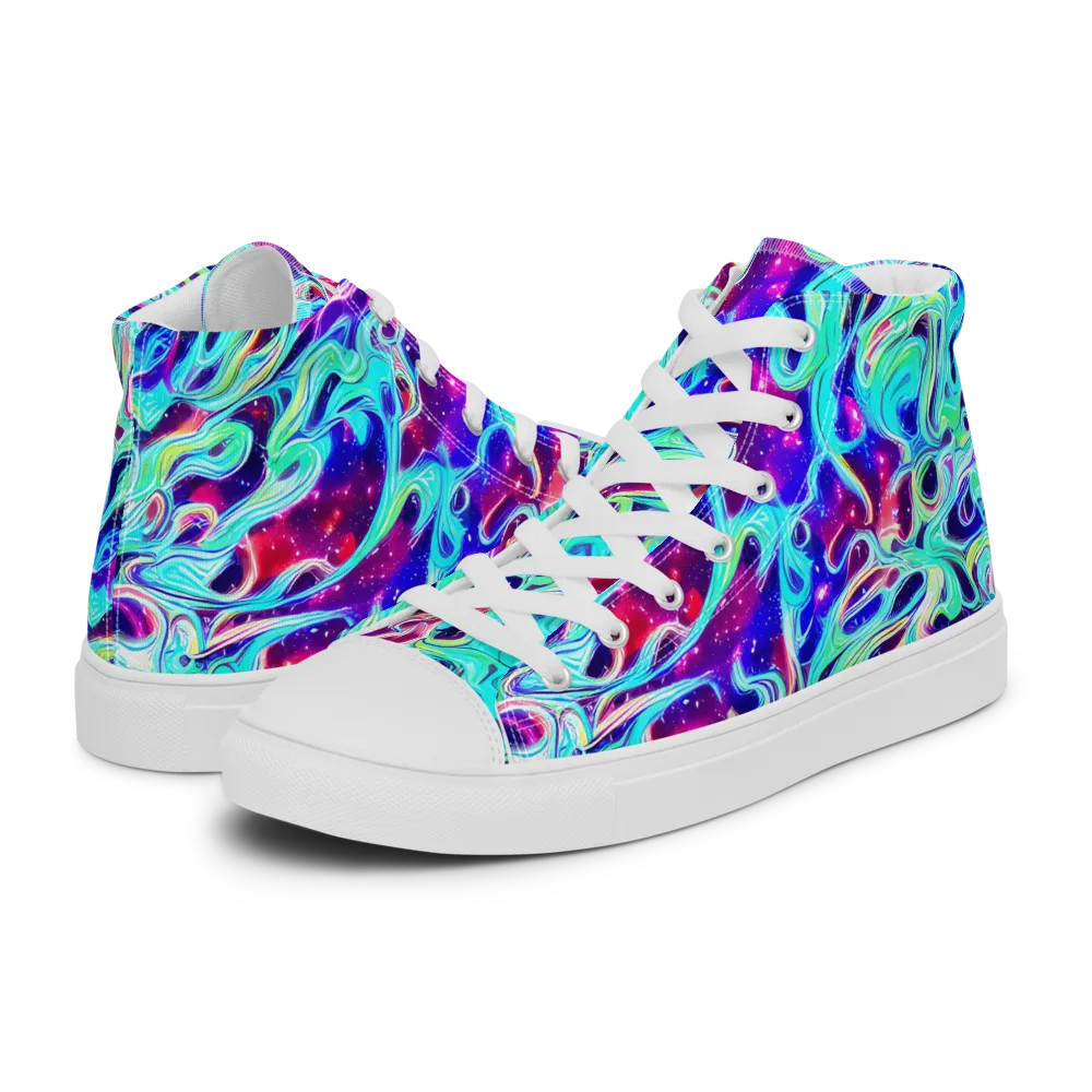 Quantum Ripple on Women's High Top Canvas Shoes — Left