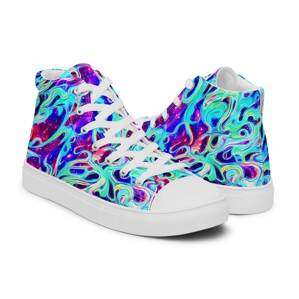 Quantum Ripple on Women's High Top Canvas Shoes — Right