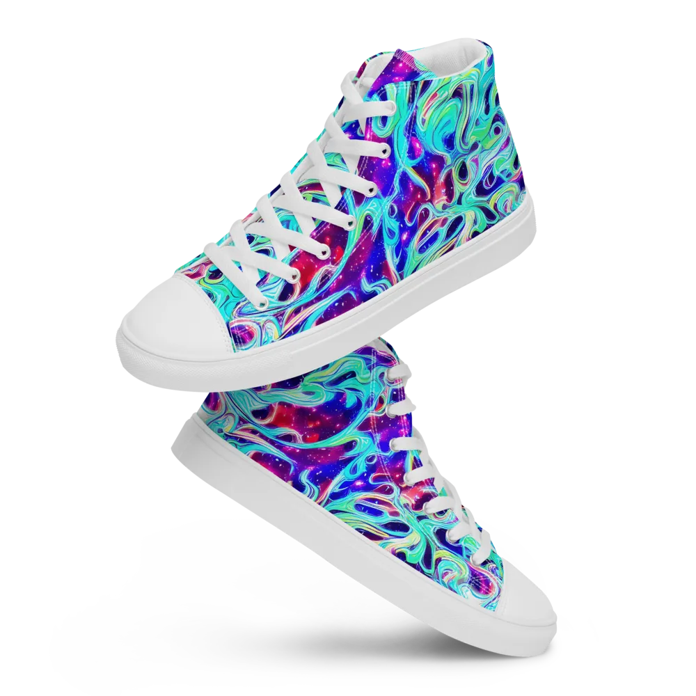 Quantum Ripple on Women's High Top Canvas Shoes — Front