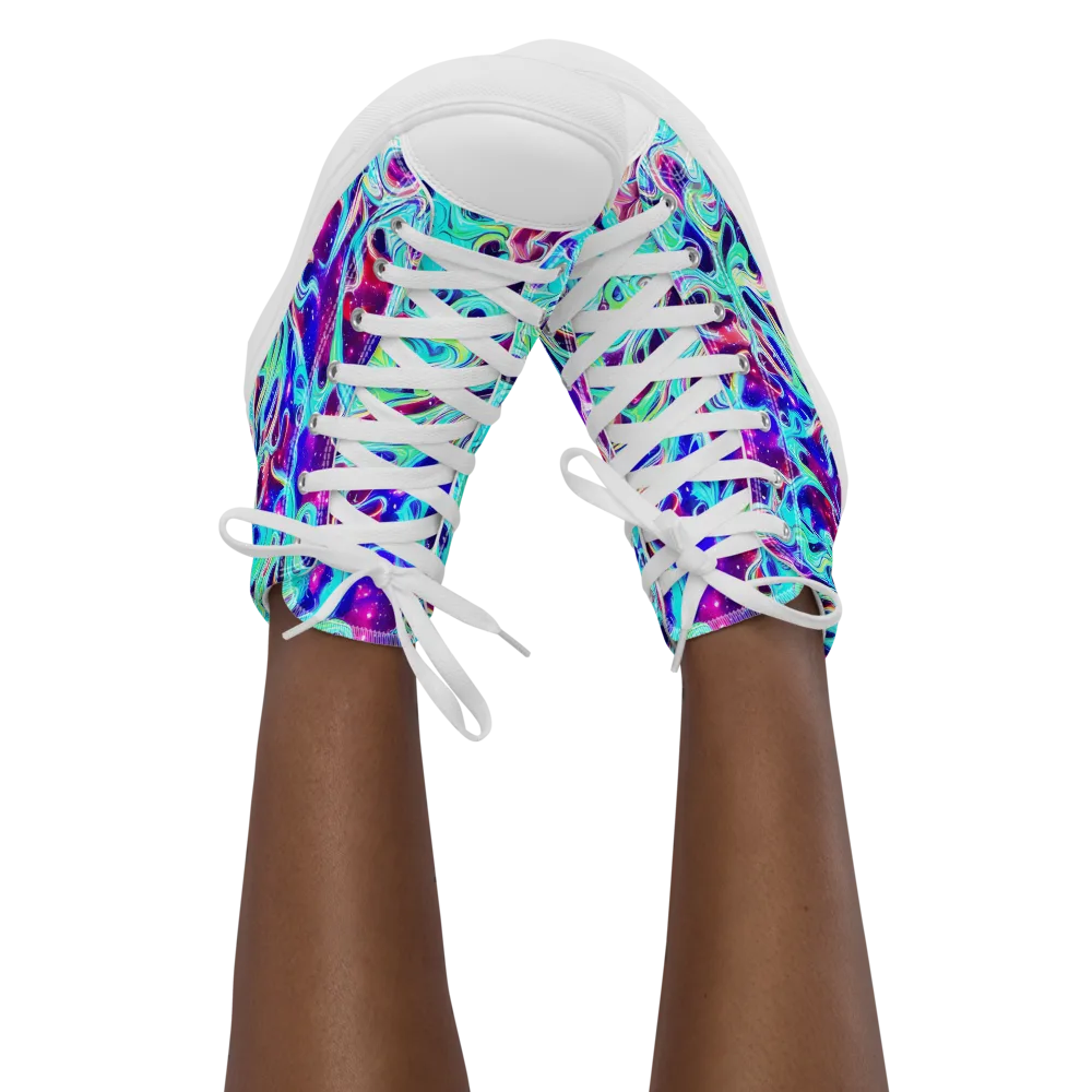 Quantum Ripple on Women's High Top Canvas Shoes — Front
