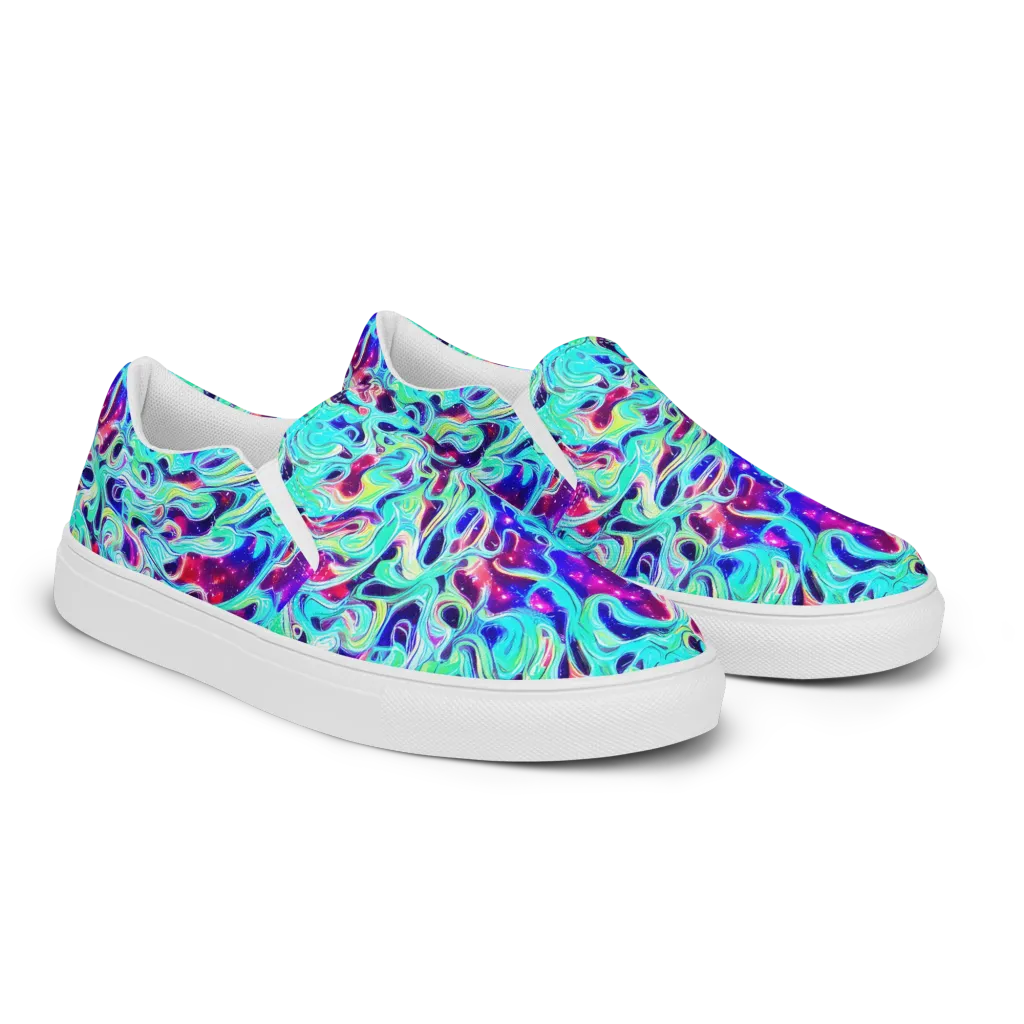 Quantum Ripple on Men's Slip-On Canvas Shoes — Right Front