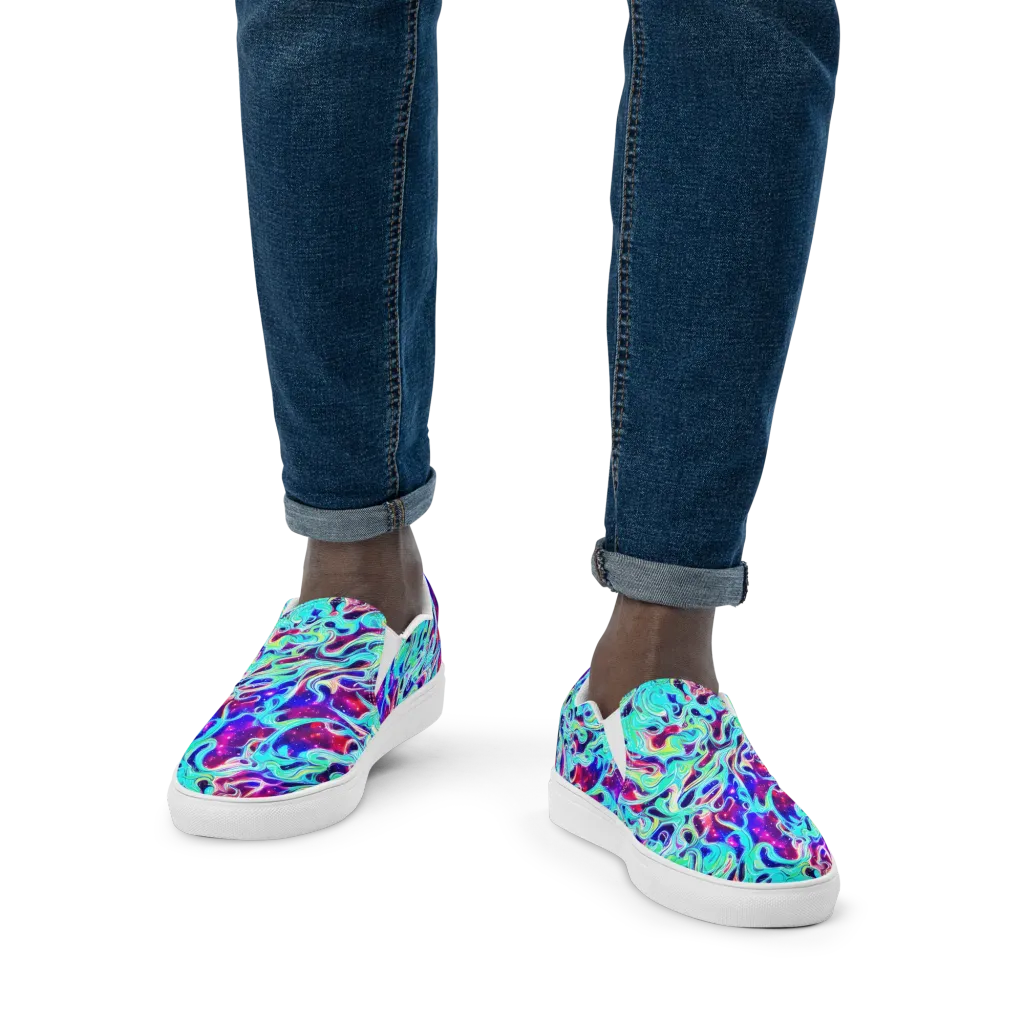 Quantum Ripple on Men's Slip-On Canvas Shoes — Front
