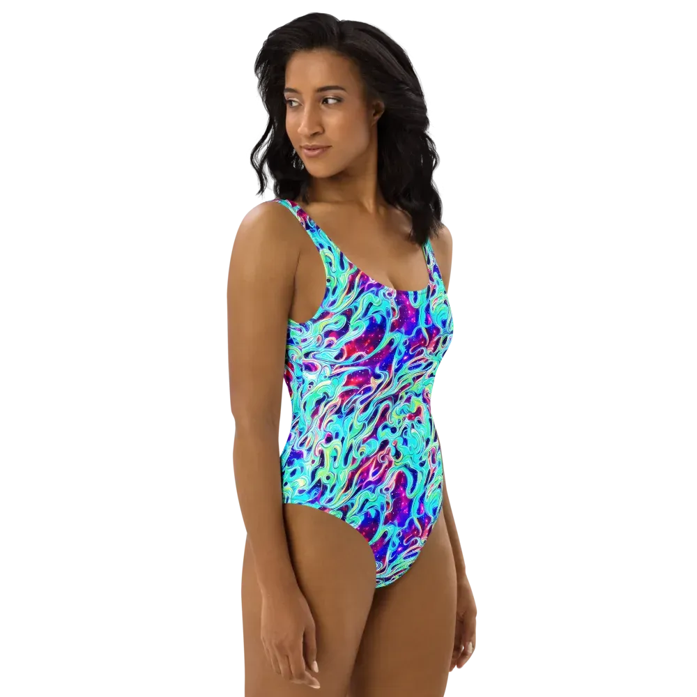 Quantum Ripple on One-Piece Swimsuit — Right