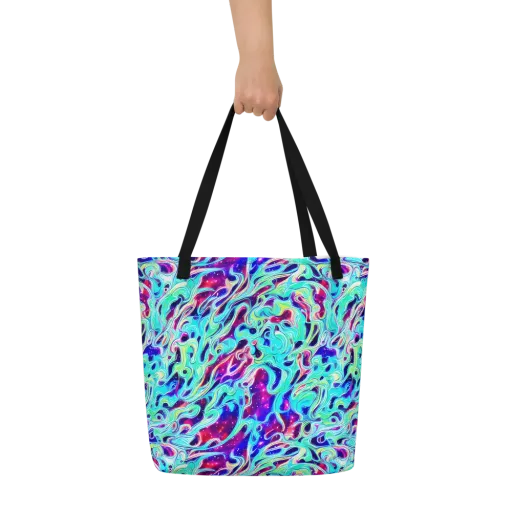 Quantum Ripple on a Large Tote Bag W/ Pocket