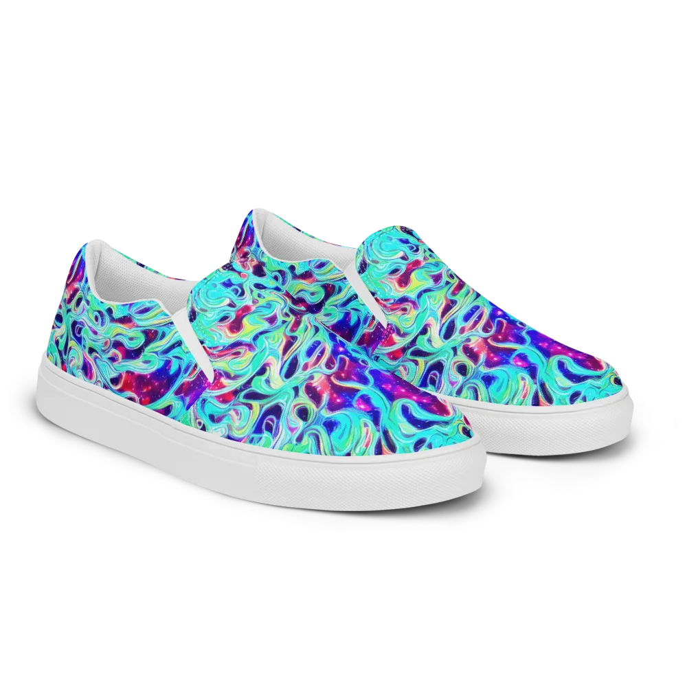 Quantum Ripple on Women's Slip-On Canvas Shoes — Right Front