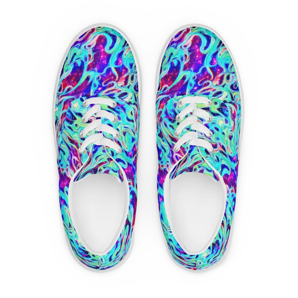 Quantum Ripple on Men's Lace-Up Canvas Shoes — Front