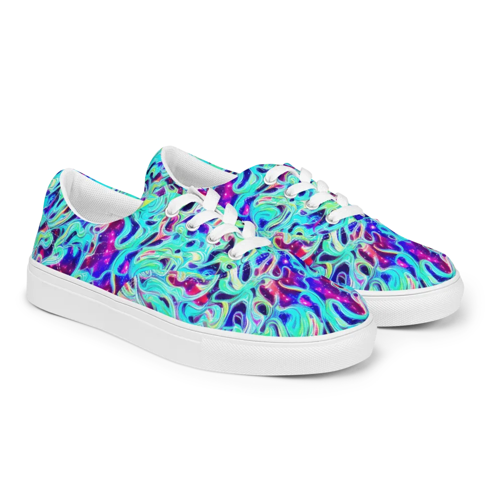 Quantum Ripple on Men's Lace-Up Canvas Shoes — Right Front